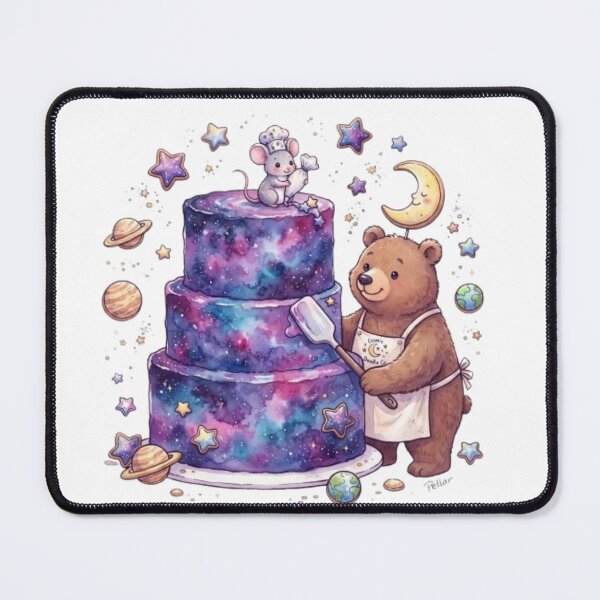 Item preview, Cosmic Bakery Bear | Galaxy Cake Baker Mouse | Cute Space Kitchen Art | Kawaii Celestial Dessert Illustration designed and sold by Cosmic Doodle Co..