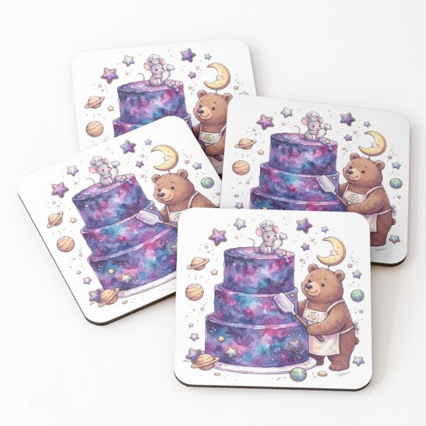 Item preview, Cosmic Bakery Bear | Galaxy Cake Baker Mouse | Cute Space Kitchen Art | Kawaii Celestial Dessert Illustration designed and sold by Cosmic Doodle Co..