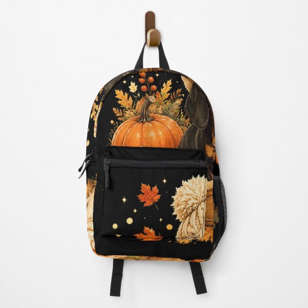 Item preview, Cute Dachshund Puppy Wearing Winter Beanie Hat In Pumpkin Patch Autumn Art designed and sold by Clyrexor.