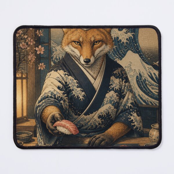 Item preview, Japanese Kitsune Fox Sushi Chef Ukiyo-e Art designed and sold by vekotpu.