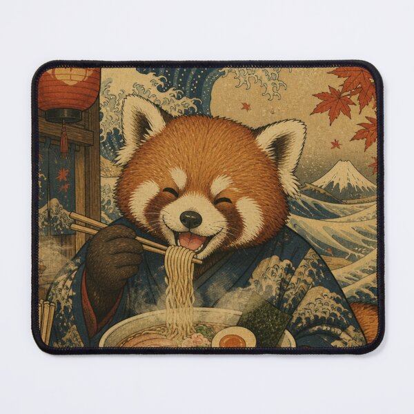 Item preview, Happy Red Panda Eating Ramen – Japanese Ukiyo-e Style Kawaii Autumn Noodle Art Tri-blend designed and sold by vekotpu.