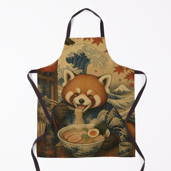 Item preview, Happy Red Panda Eating Ramen – Japanese Ukiyo-e Style Kawaii Autumn Noodle Art Tri-blend designed and sold by vekotpu.