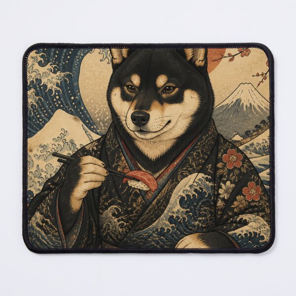 Item preview, Black Shiba Eating Sushi – Japanese Ukiyo-e Style Shiba Inu Sushi Art Tri-blend designed and sold by vekotpu.