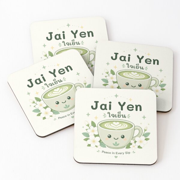 Item preview, Jai Yen | Peace in Every Sip – Thai Matcha Kawaii Design | Soft Thailand™ designed and sold by CosmicQuietStudio.
