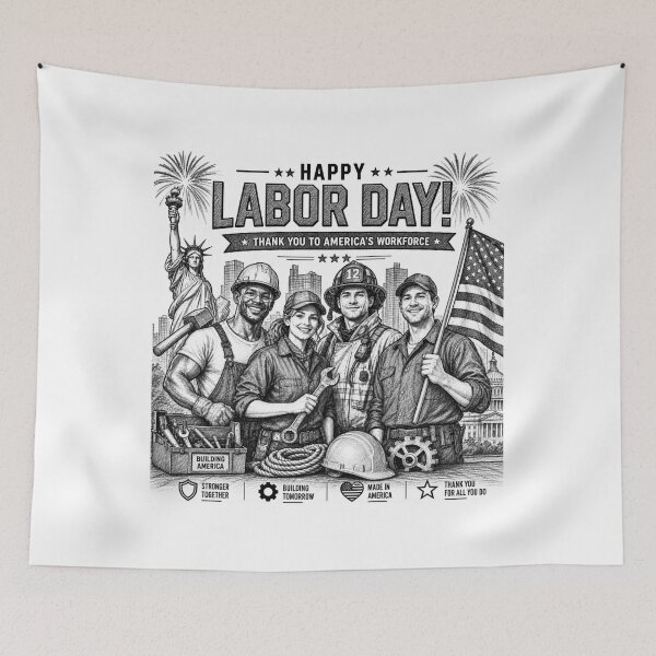Item preview, Labor Day Sketch – Building America Together designed and sold by Nela-&-Lena.