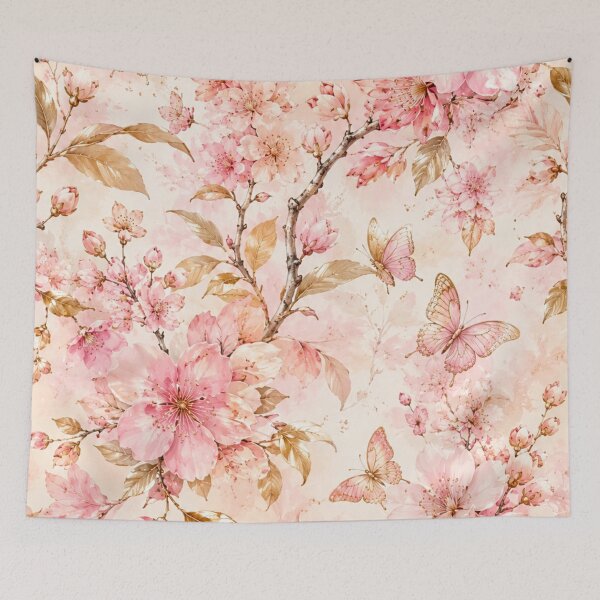 Aperçu de l'œuvre Cherry Blossom & Butterflies créée et vendue par Gold&pixels.