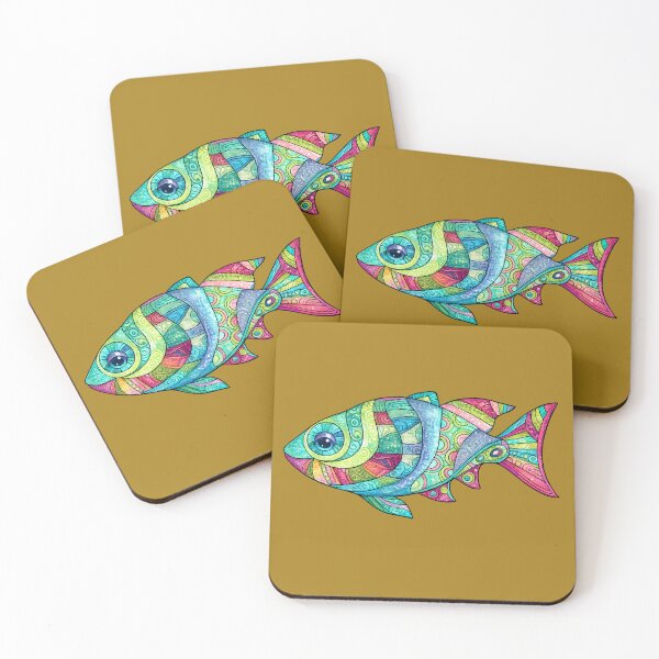 Item preview, Vibrant Zentangle Mosaic Fish designed and sold by ArtByIness.
