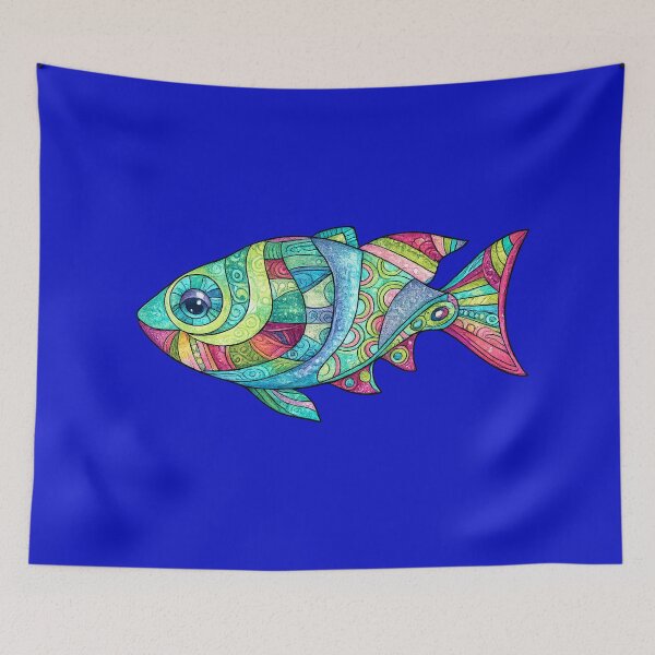 Item preview, Vibrant Zentangle Mosaic Fish designed and sold by ArtByIness.