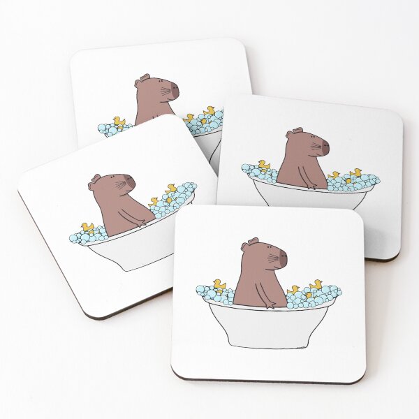 Item preview, Capybara Bath Time Cute Whimsical Hot Spring Relaxing Art designed and sold by SChouseclothing.