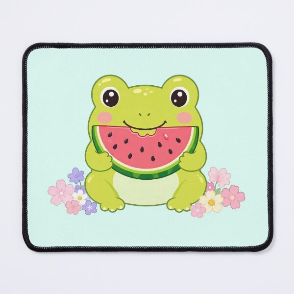Item preview, Cute Kawaii Frog Eating Watermelon designed and sold by SweetLilith.