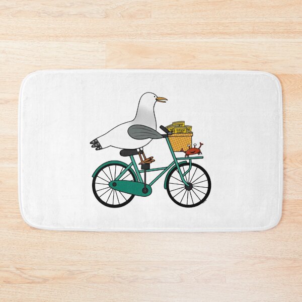 Item preview, Seagull Bike Adventure Cute Coastal Bird Riding Bicycle Art designed and sold by SChouseclothing.