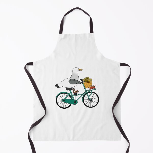 Item preview, Seagull Bike Adventure Cute Coastal Bird Riding Bicycle Art designed and sold by SChouseclothing.