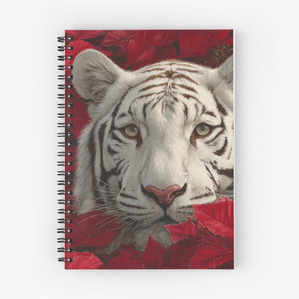 Item preview, Scarlet Winter Guardian — White Tiger Among Poinsettias designed and sold by TreatLLC.