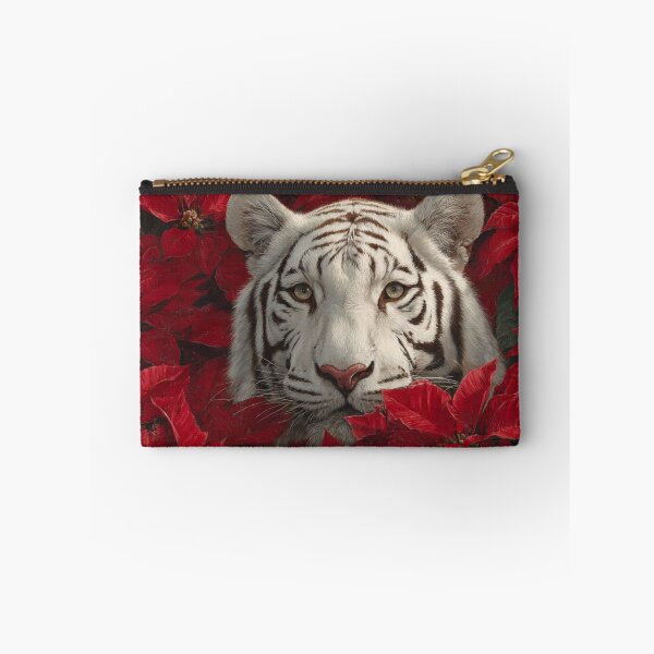 Item preview, Scarlet Winter Guardian — White Tiger Among Poinsettias designed and sold by TreatLLC.
