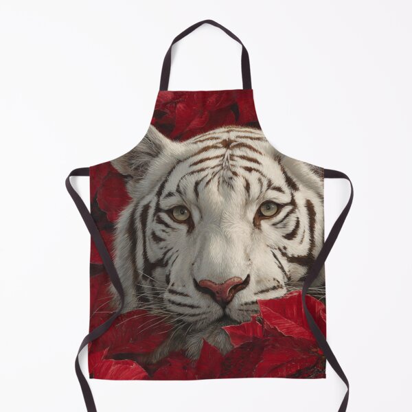 Item preview, Scarlet Winter Guardian — White Tiger Among Poinsettias designed and sold by TreatLLC.