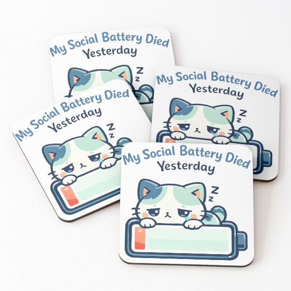 Item preview, My Social Battery Died Yesterday - Cute Tired Cat Introvert designed and sold by Art JSMY.