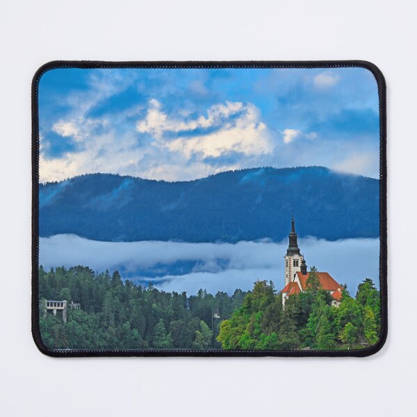 Item preview, Pilgrimage Church of the Assumption of Maria, Lake Bled summertime landscape, Slovenia designed and sold by goceris.