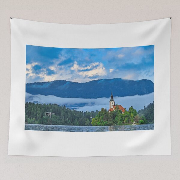 Item preview, Pilgrimage Church of the Assumption of Maria, Lake Bled summertime landscape, Slovenia designed and sold by goceris.