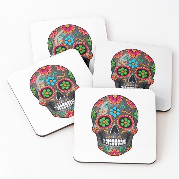 Item preview, Dark Floral Sugar Skull | Colorful Mexican Day of the Dead Calavera Folk Art designed and sold by Ecocrushstudio.