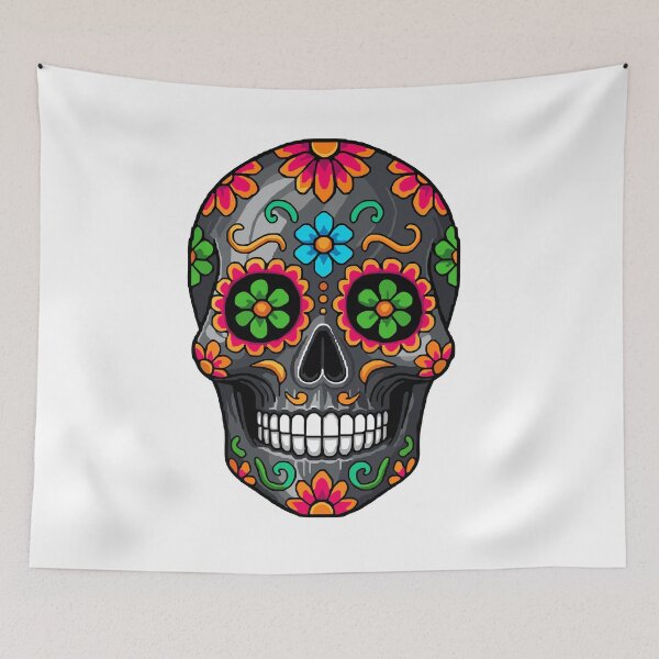 Item preview, Dark Floral Sugar Skull | Colorful Mexican Day of the Dead Calavera Folk Art designed and sold by Ecocrushstudio.