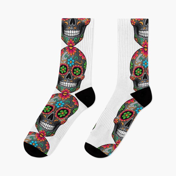Item preview, Dark Floral Sugar Skull | Colorful Mexican Day of the Dead Calavera Folk Art designed and sold by Ecocrushstudio.