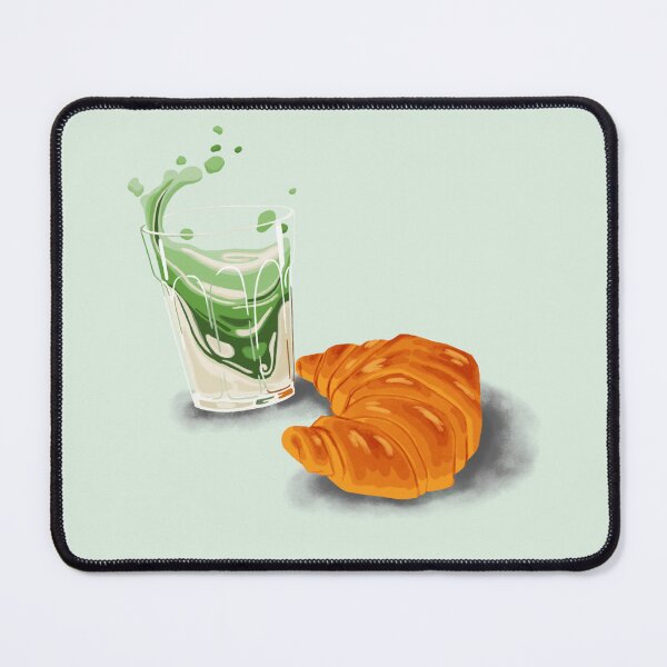 Item preview, Matcha Latte and Croissant Illustration designed and sold by crumbmarks.