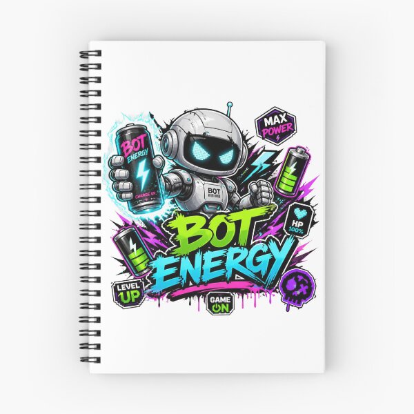 Aperçu de l'œuvre Sticker graffiti BOT ENERGY PNG | Esthétique robot mignon | Sticker vinyle cyber IA futuriste pour ordinateur portable, gourde, carnet et cadeau pour gamer créée et vendue par Stylestickers55.