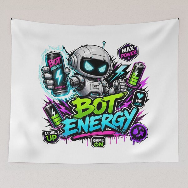 Item preview, BOT ENERGY Graffiti Sticker PNG | Cute Robot Aesthetic | Futuristic Cyber AI Vinyl Decal for Laptop, Water Bottle, Journal & Gamer Gift designed and sold by Stylestickers55.