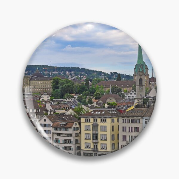 Item preview, Old town Zurich street with colorful buildings and churches towers, Switzerland designed and sold by goceris.