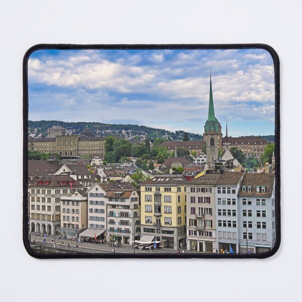Item preview, Old town Zurich street with colorful buildings and churches towers, Switzerland designed and sold by goceris.