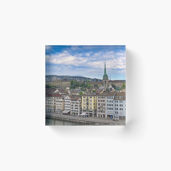 Item preview, Old town Zurich street with colorful buildings and churches towers, Switzerland designed and sold by goceris.