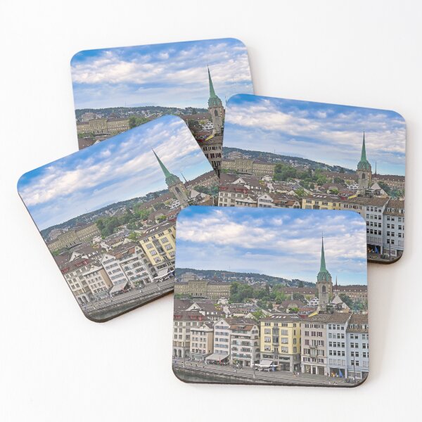 Item preview, Old town Zurich street with colorful buildings and churches towers, Switzerland designed and sold by goceris.