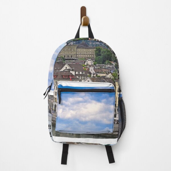Item preview, Old town Zurich street with colorful buildings and churches towers, Switzerland designed and sold by goceris.