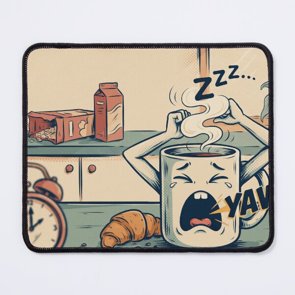 Item preview, Sleepy Coffee Mug Yawning Morning Routine Retro Cartoon designed and sold by Audenfarrow09.