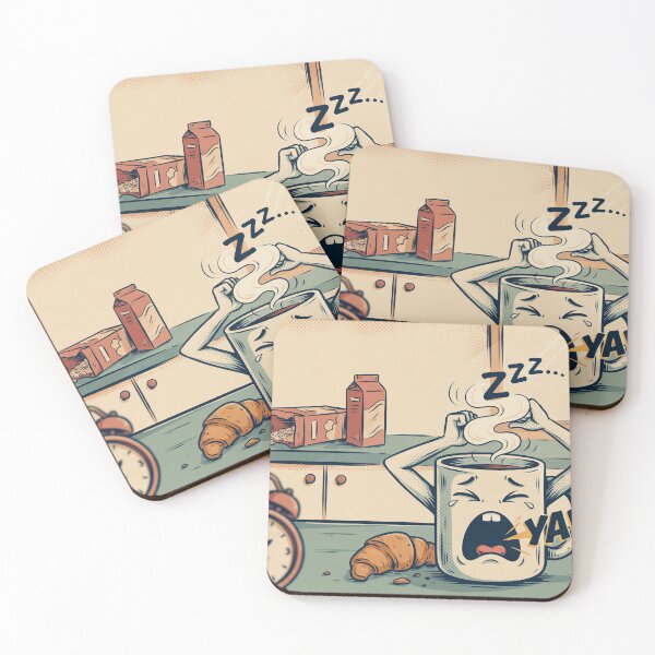 Item preview, Sleepy Coffee Mug Yawning Morning Routine Retro Cartoon designed and sold by Audenfarrow09.