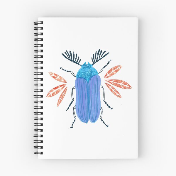 Item preview, blue antler antennae beetle illustration designed and sold by Michelle doran.