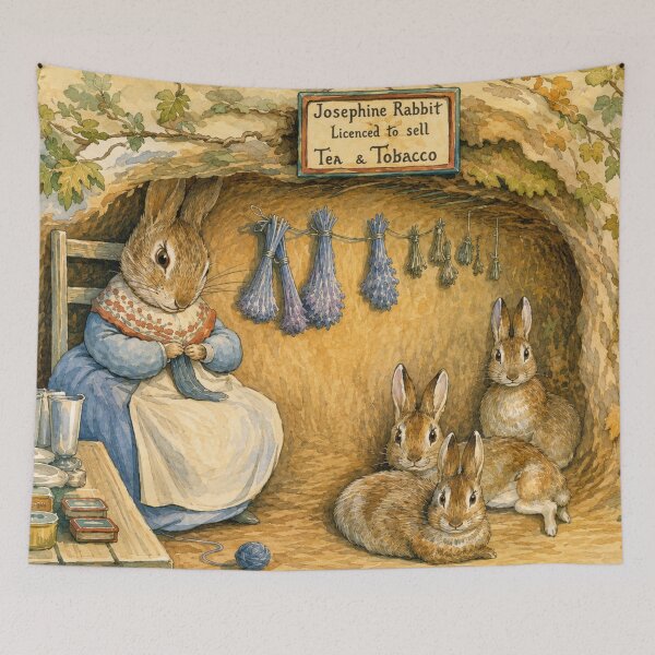 Artikelvorschau, Beatrix Potter Vintage-Aquarellbild „Frau Josephine, das Kaninchen“ – Wandbild fürs Kinderzimmer entworfen und verkauft von RickE.
