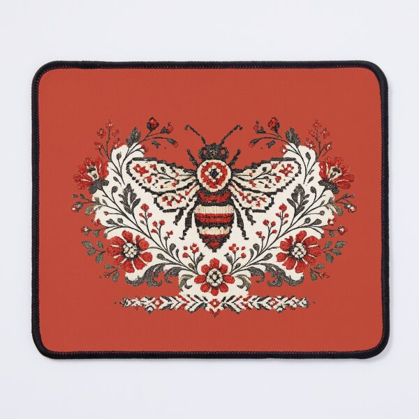 Item preview, Ukrainian Embroidery Style Bee Illustration – Folk Cross-Stitch Design designed and sold by MagicMakerPh.