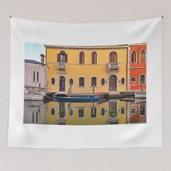 Item preview, Old colourful houses and boats, reflection in canal of Chioggia,summertime, Italy designed and sold by goceris.