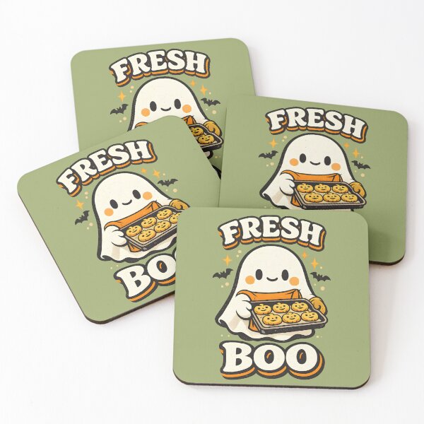 Item preview, Fresh Boo Ghost Pumpkin Cookie Bakery Vintage Halloween Cute Baker Apron Design designed and sold by  MAD's Recreation Studio.