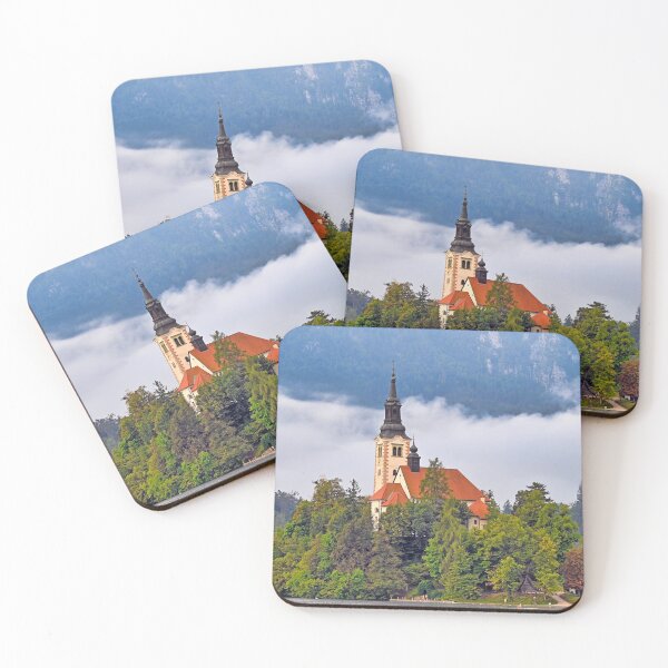 Item preview, Morning view of Pilgrimage Church of the Assumption of Maria, Bled lake, Julian Alps, Slovenia designed and sold by goceris.