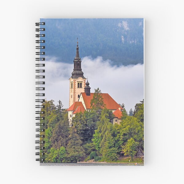 Item preview, Morning view of Pilgrimage Church of the Assumption of Maria, Bled lake, Julian Alps, Slovenia designed and sold by goceris.