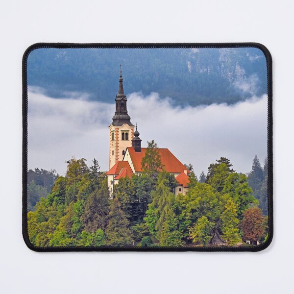 Item preview, Morning view of Pilgrimage Church of the Assumption of Maria, Bled lake, Julian Alps, Slovenia designed and sold by goceris.