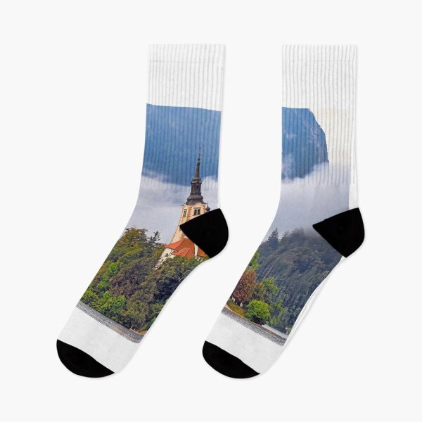 Item preview, Morning view of Pilgrimage Church of the Assumption of Maria, Bled lake, Julian Alps, Slovenia designed and sold by goceris.