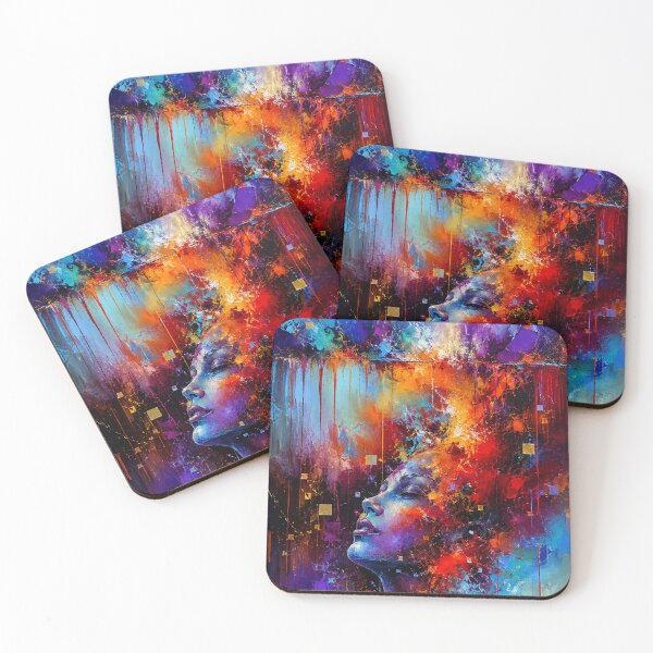 Item preview, Celestial Dream - Blue and Orange Abstract Woman Portrait designed and sold by Joey Santiago.