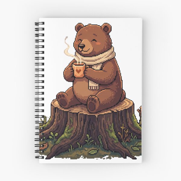 Item preview, Cute Bear Drinking Coffee Pixel Art | Cozy Woodland Retro Illustration | Kawaii Forest Animal designed and sold by anven.