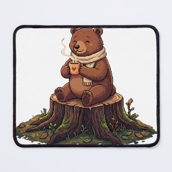 Item preview, Cute Bear Drinking Coffee Pixel Art | Cozy Woodland Retro Illustration | Kawaii Forest Animal designed and sold by anven.