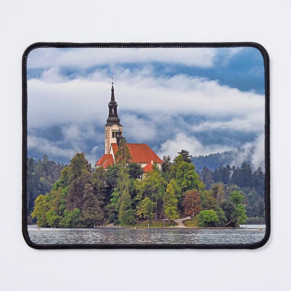Item preview, Morning view of Pilgrimage Church of the Assumption of Maria, Bled lake, Julian Alps, Slovenia, Europe designed and sold by goceris.