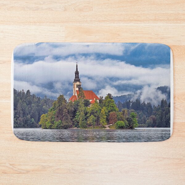 Item preview, Morning view of Pilgrimage Church of the Assumption of Maria, Bled lake, Julian Alps, Slovenia, Europe designed and sold by goceris.