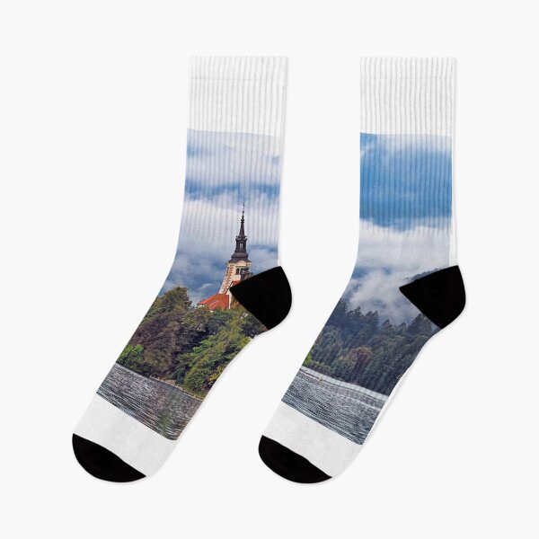 Item preview, Morning view of Pilgrimage Church of the Assumption of Maria, Bled lake, Julian Alps, Slovenia, Europe designed and sold by goceris.